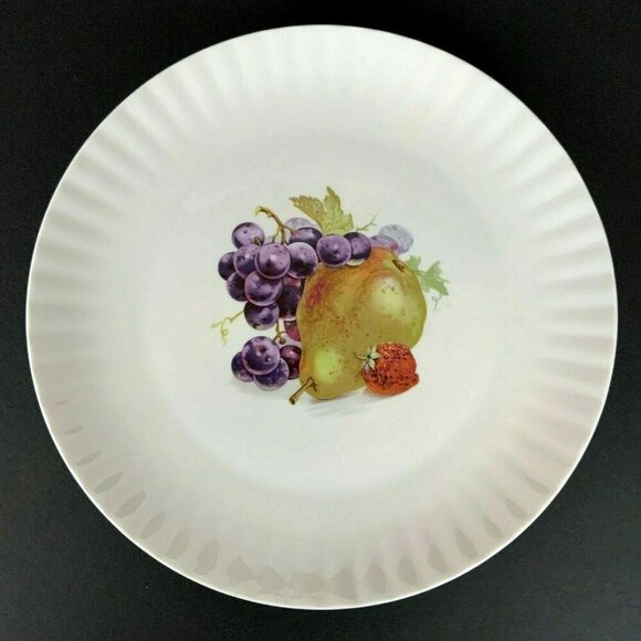 Retsch Wunsiedel Bavaria Porcelain Platter With Fruit Design Fluted Edge Vintage - Picture 1 of 5